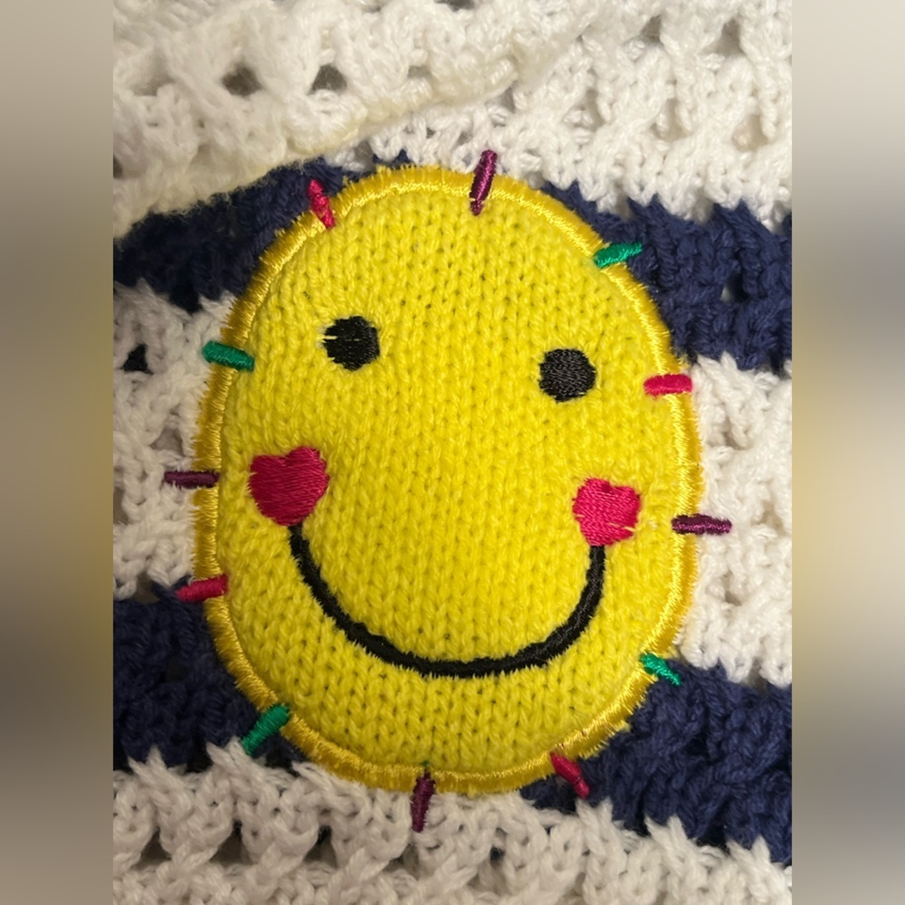 KERRI ROSENTHAL 😊 Cream and Navy Knit with Yellow Smiley NWT size Medium 😊😊😊😊😊 - Picture 5 of 11